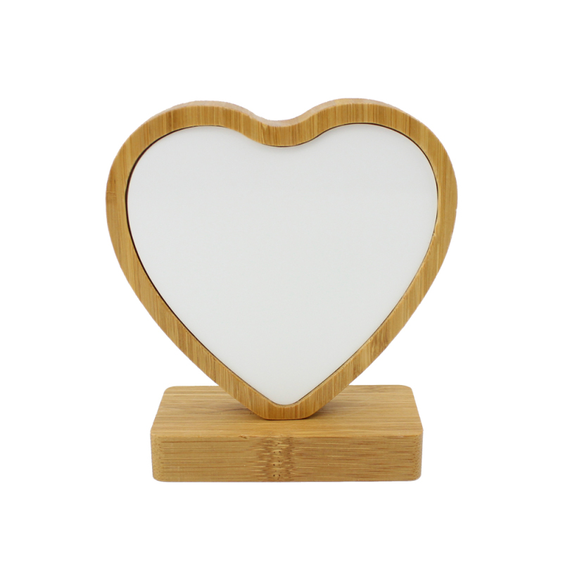 Heart Shape Bamboo Photo Frames Eco-friendly Home Decor Table Art Picture Frames Dye Sublimation Blanks Wooden Photo