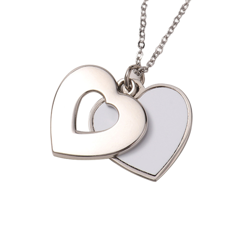 Personalized Design Heat Press Sublimation Printable Heart Necklace with Hollow Pedant
