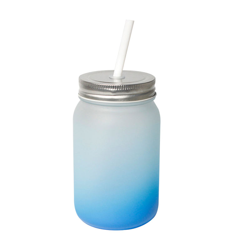 Sublimation Blank Frosted Gradient Glass Mason Mug Without Handle