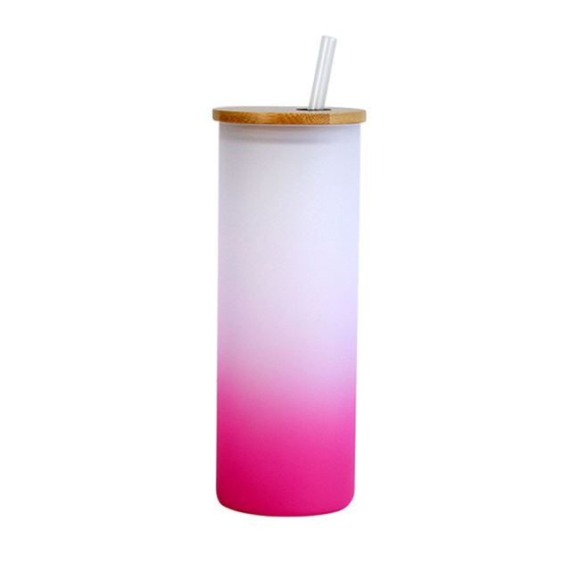 DIY Sublimation Blank Frosted Gradient Glass Mug With Lid
