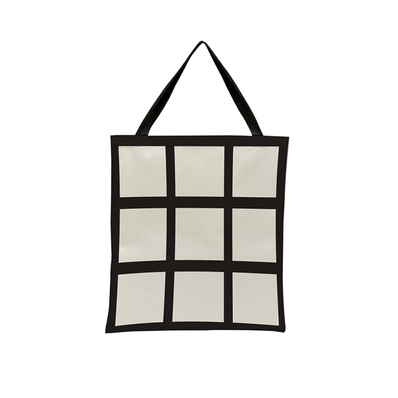Sublimation Square Grid Shoulder Bag Black Grid Shopping Bag