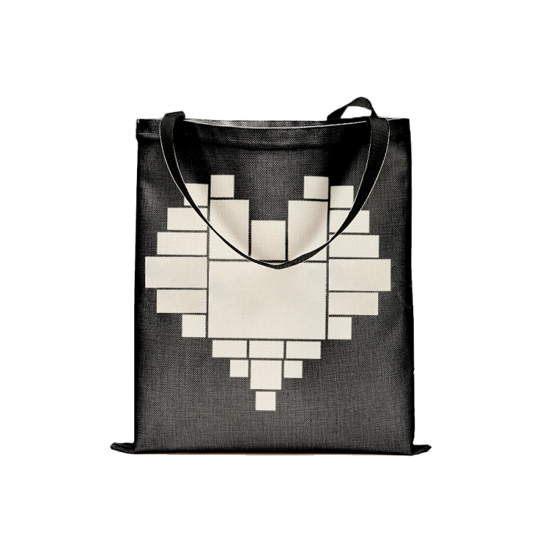 Sublimation Heart shape Grid Shoulder Bag Black Grid Large Capicity Shopping Bag