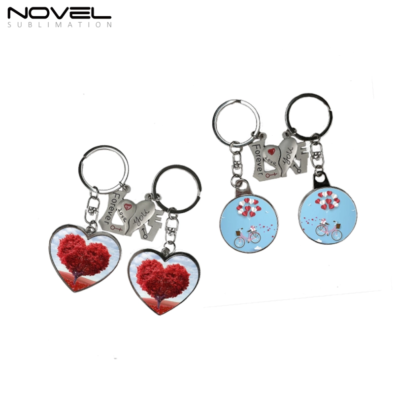 Sublimation Blank Metal Lover Keychain for Lover Couple Gift