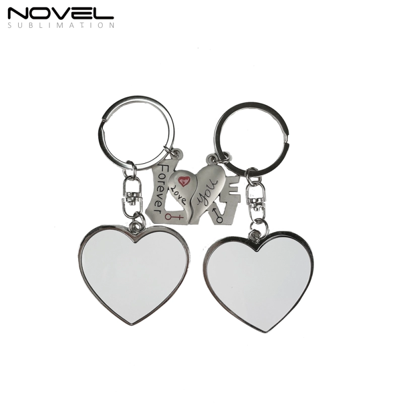 Sublimation Blank Metal Lover Keychain for Lover Couple Gift