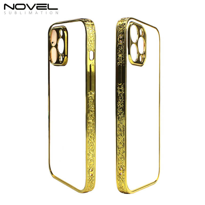 Embossed Side Electroplated Phone Case for iPhone 13 Series Sublimation Blank Phone Case with Aluminum Insert