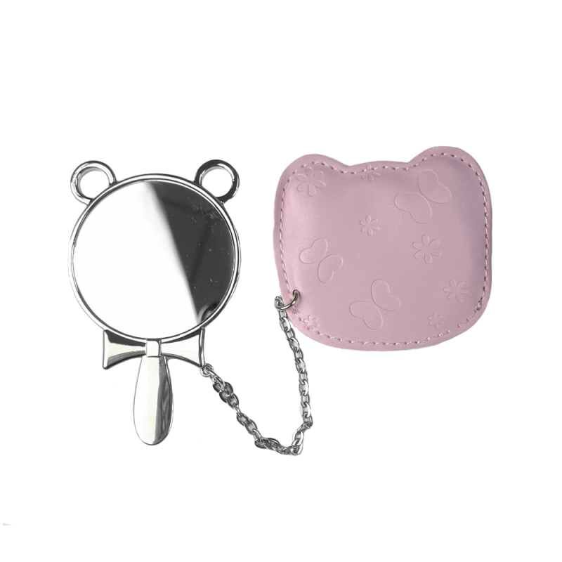 Fashionable Sublimation Round Hand Mirror With Leather Case Portable Mirror
