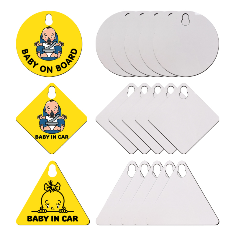 New Heat Transfer Blank MDF Car Warning Sign With Round / Triangle / Square Shape