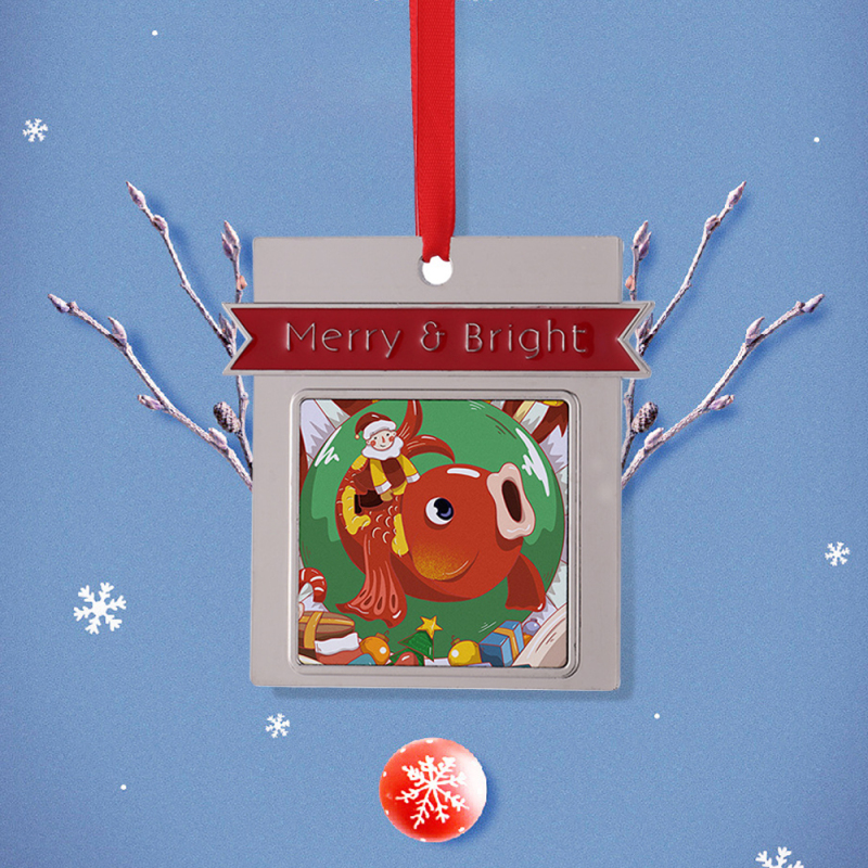 Customized Blank Heat Transfer Metal Christmas Ornament With Merry & Bright