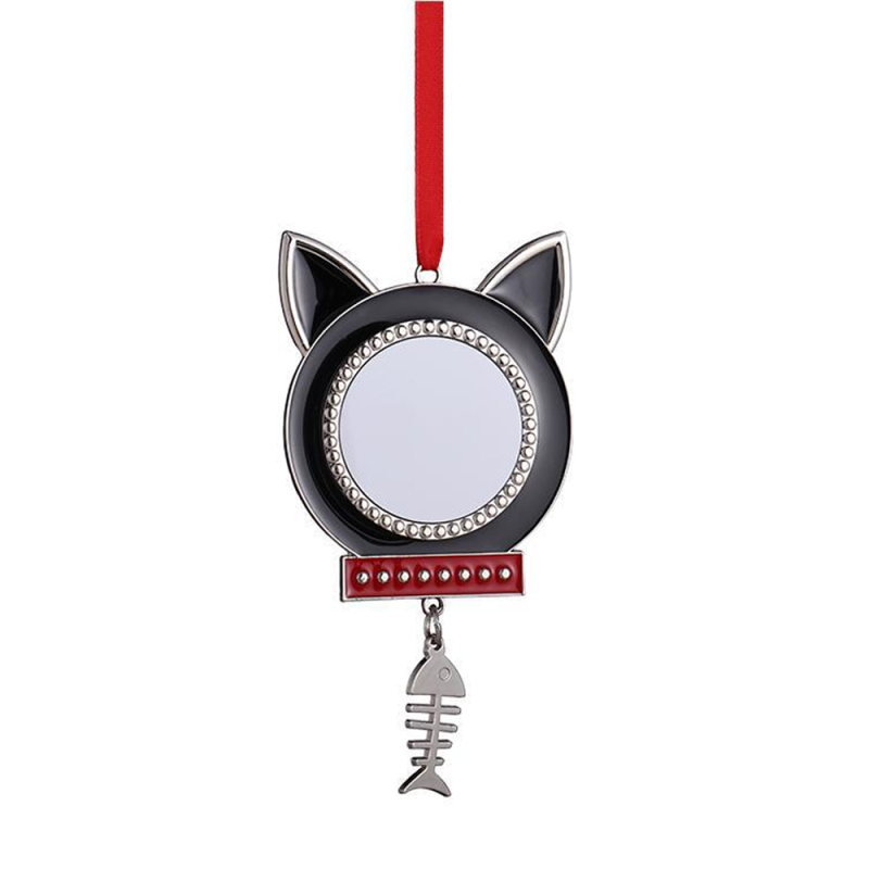 Metal Subliamtion Xmas Ornament Dog Head and bone shape Blank Ornament With Cat Shape