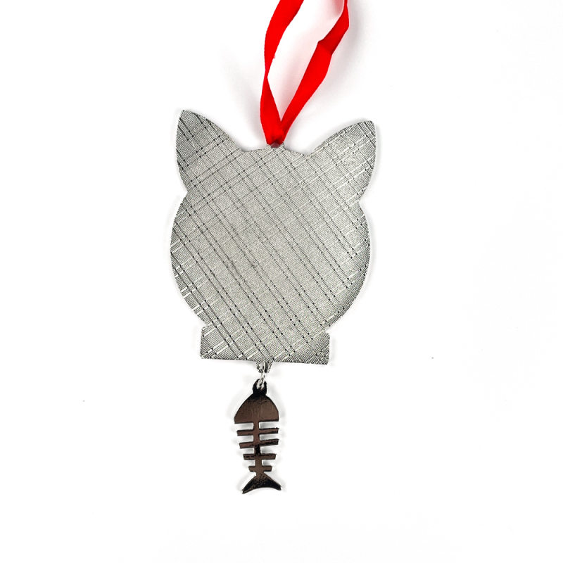 Metal Subliamtion Xmas Ornament Dog Head and bone shape Blank Ornament With Cat Shape