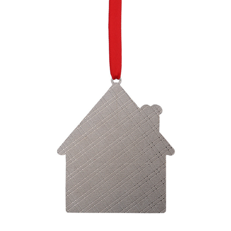 Hot selling Heat Transfer Blank Metal Xmas Ornament House Shape