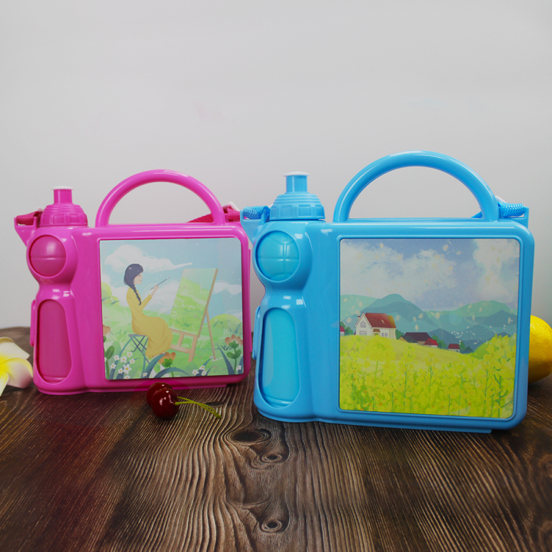 High Quality Plastic Blank Sublimation Lunch Box and Water Bottle Set