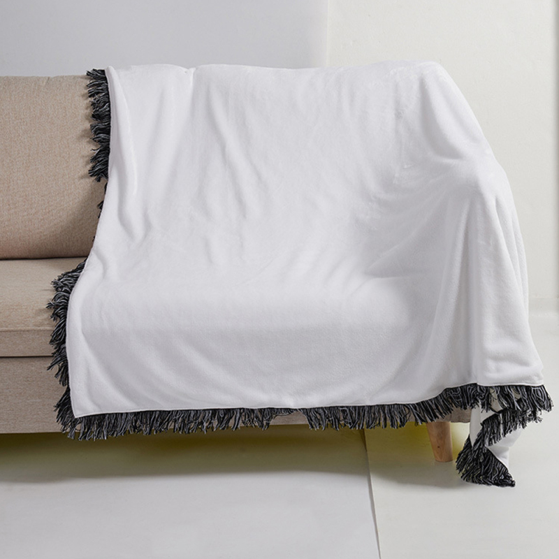 Wholesale Blank Heat Transfer Flannel Blanket Without or With White / Black Lace Blanket