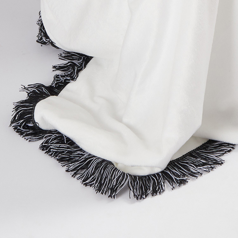 Wholesale Blank Heat Transfer Flannel Blanket Without or With White / Black Lace Blanket