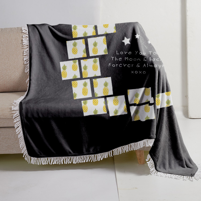 Blank Sublimation Single Layer Flannel With Moon / Heart Printing Part Blanket