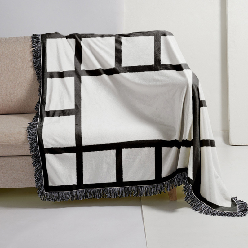Popular Sublimation Single Layer Flannel Blank Square Grid Blanket