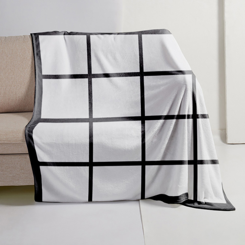 Popular Sublimation Single Layer Flannel Blank Square Grid Blanket