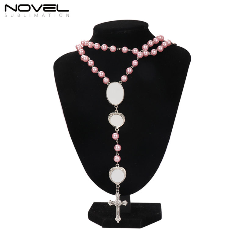 New Coming Personality Sublimation Colored Rosary With 1 Oval Charm And 6 Heart Charms