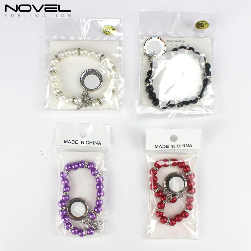 Fancy Sublimation Rosary Bracelet With Blank Sublimation Metal Insert