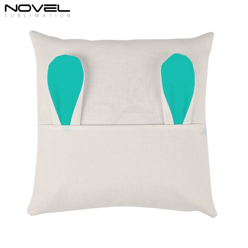 Blank Sublimation Popular Linen Pillow Cover with Color Rabbit Ears For Easter Day