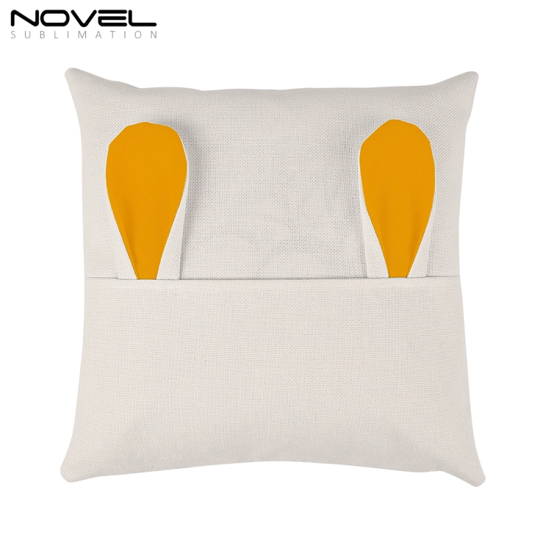 Blank Sublimation Popular Linen Pillow Cover with Color Rabbit Ears For Easter Day
