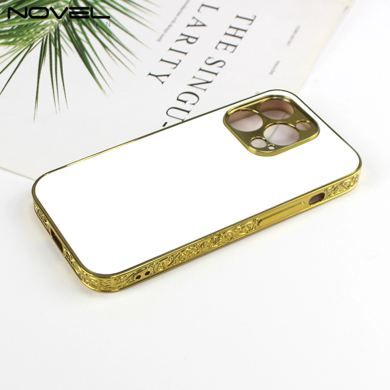 For iPhone 14 / IP 14 Plus / IP 14 Pro / IP 14 Pro max Blank Sublimation Embossed Side Phone Cases With Glass Insert