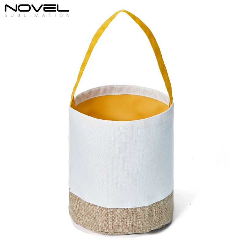 Blank Sublimation Splicing Contrasting Color Cotton Linen Basket