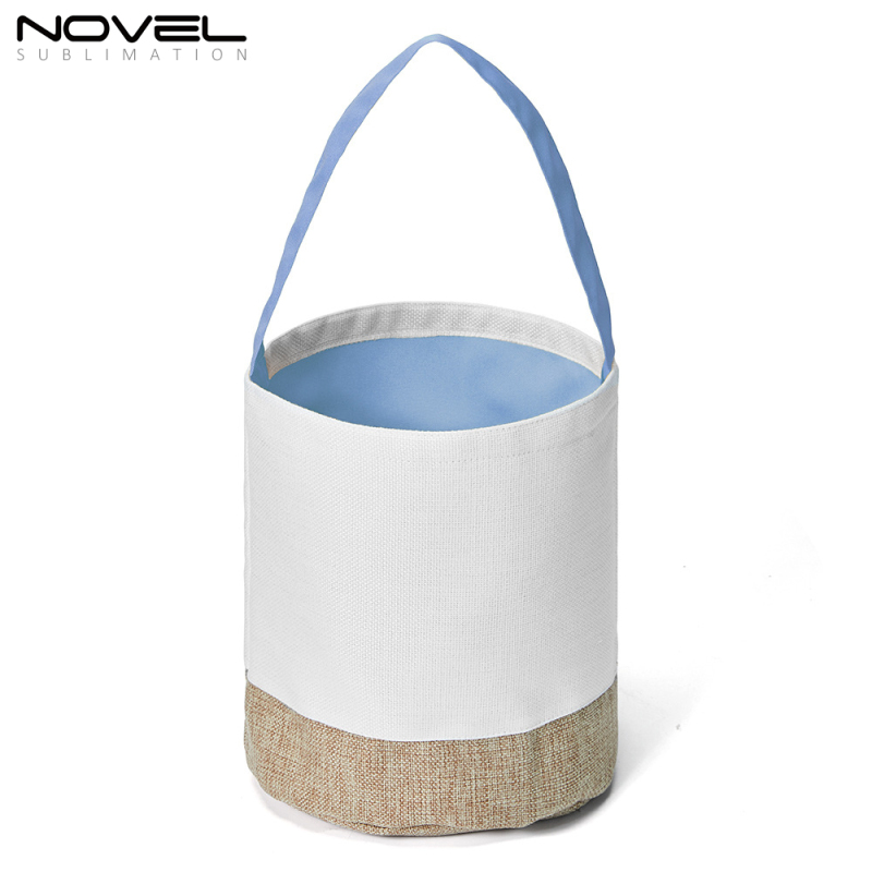 Blank Sublimation Splicing Contrasting Color Cotton Linen Basket