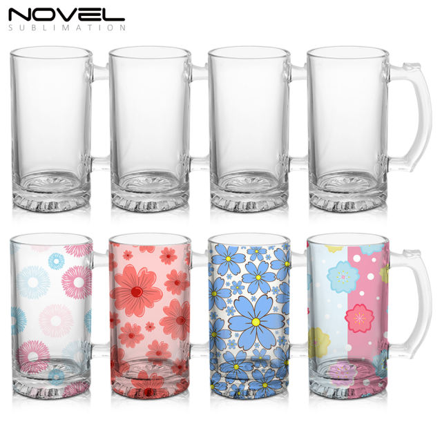 Personality Design Sublimation Blank 16oz Beer Frosted Clear Glass Beer Mug