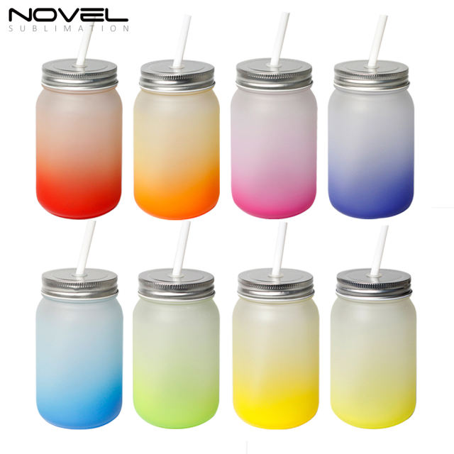 18oz Sublimation Blank Frosted Glass Mason Mug With Handle Or Without Handle