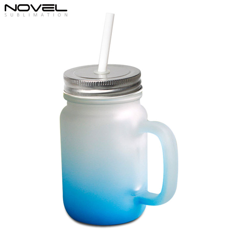 18oz Sublimation Blank Frosted Glass Mason Mug With Handle Or Without Handle