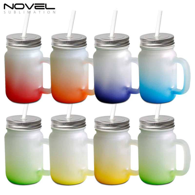 18oz Sublimation Blank Frosted Glass Mason Mug With Handle Or Without Handle
