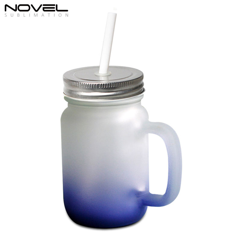 18oz Sublimation Blank Frosted Glass Mason Mug With Handle Or Without Handle