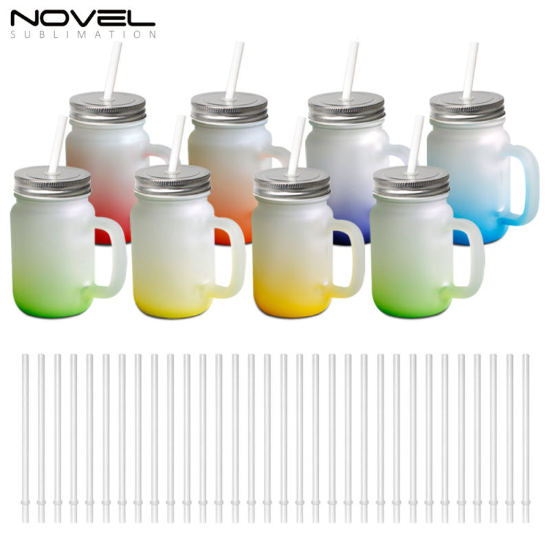 18oz Sublimation Blank Frosted Glass Mason Mug With Handle Or Without Handle