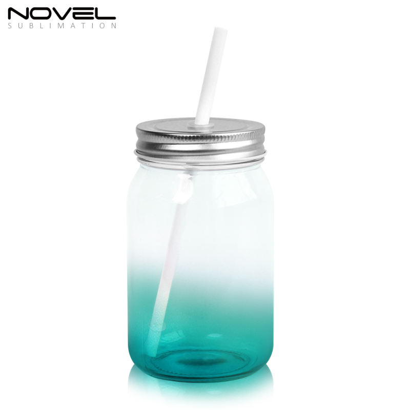 Custom Design Sublimation 430ml Color Mason Clear Glass Blank Glass Mason Mug