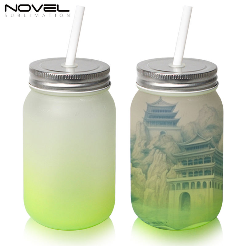 18oz Sublimation Blank Frosted Glass Mason Mug With Handle Or Without Handle