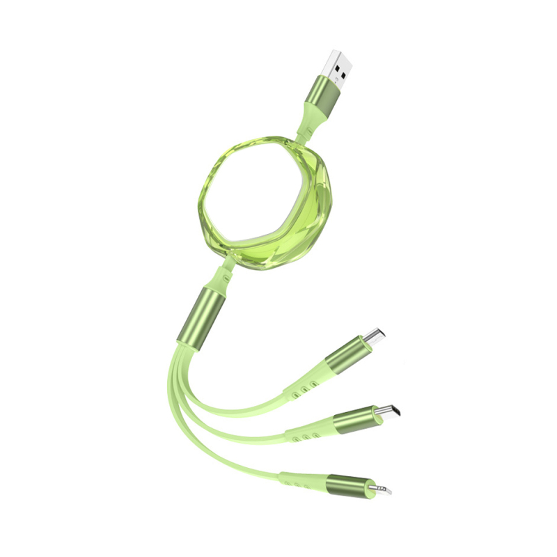 Single Side Printing For Apple 2.4A / Type C 5A / Android 2A 3in1 USB Data Cable