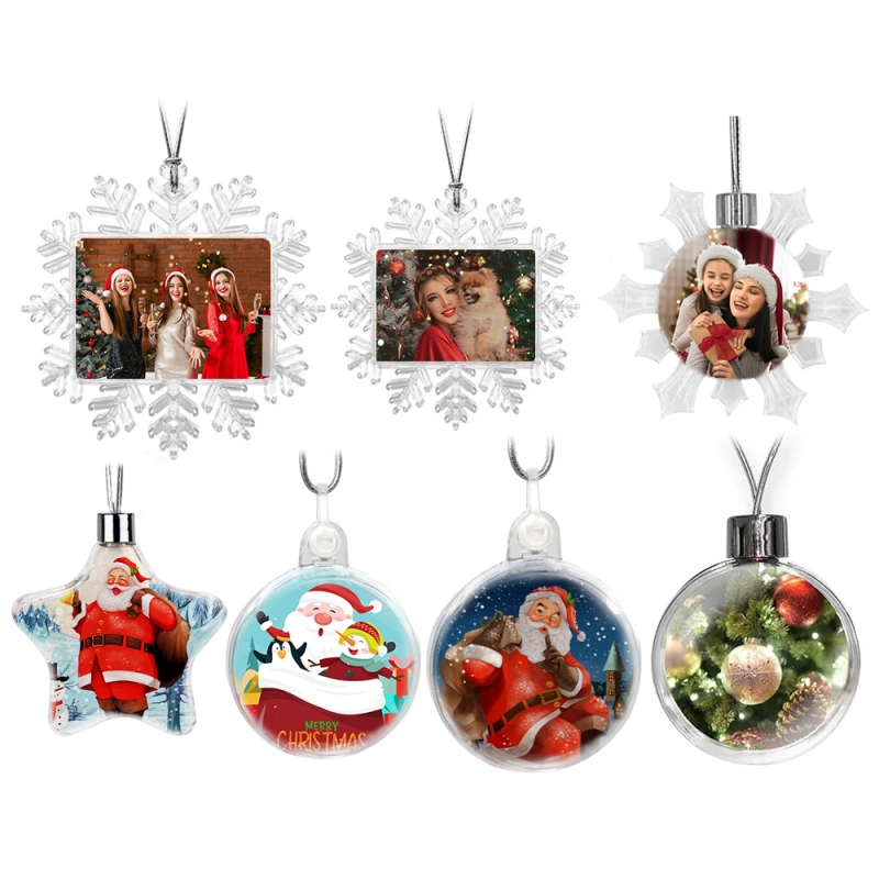 Blank Sublimation Transparent Plastic Christmas Decorations With Double-sided Printing