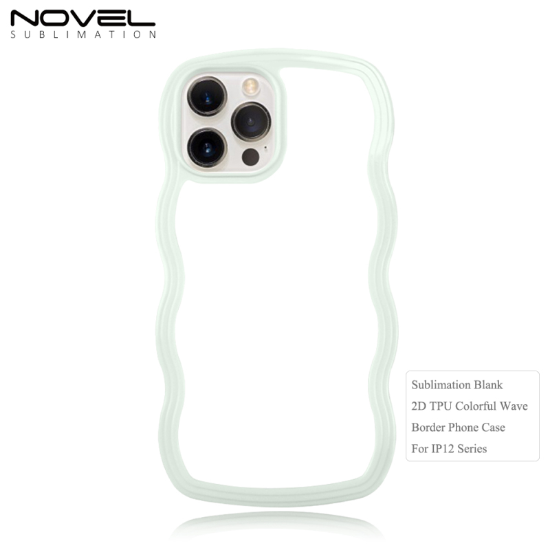 For iPhone 14 Pro Max / IP 7+ Sublimation 2D 2in1 TPU Phone Cases With Blank Metal Inser Wave Border Phone Cover