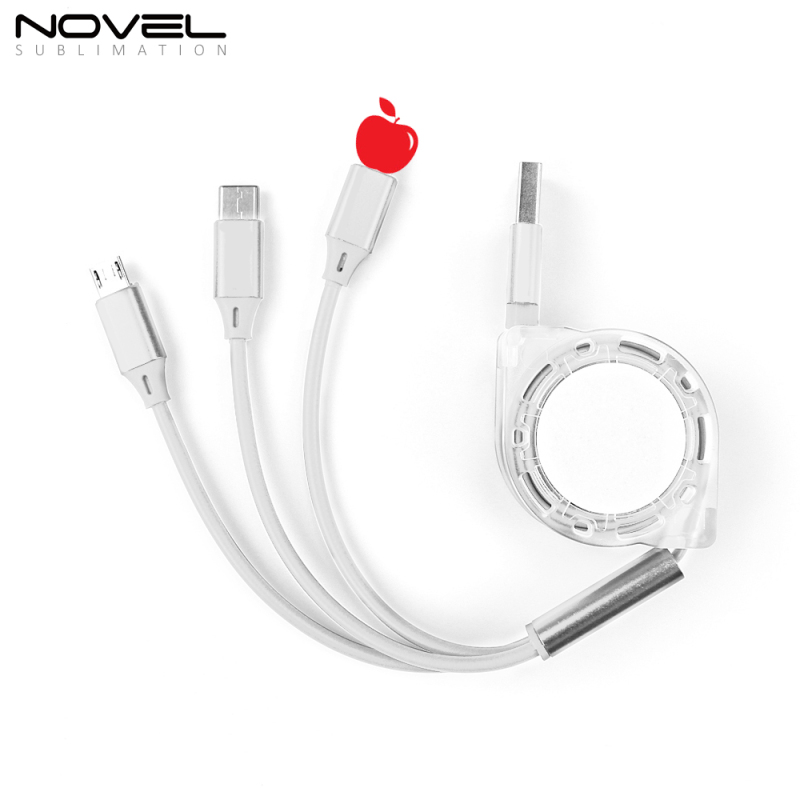 Sublimation Multifunctional  Charging Data Cable 3 IN 1 Blank USB Cable for iPhone/Android/ Type C
