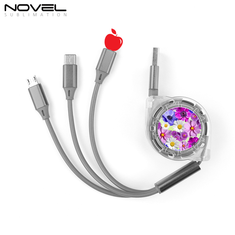 Sublimation Multifunctional  Charging Data Cable 3 IN 1 Blank USB Cable for iPhone/Android/ Type C