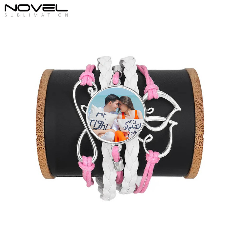 Popular Blank Sublimation Multi-Kniting Bracelet With Doube Hearts / Bird / Love