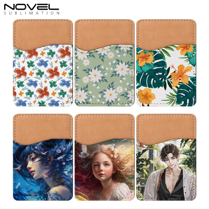 Popular Colorful Blank Sublimation PU Leather Card Holder For Phone Back