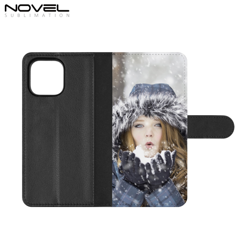 For iPhone 14 / IP 13 / IP12 / IP XS Blank Sublimation Strand UP PU Leather Wallet DIY Phone Housing With Three Card Holder