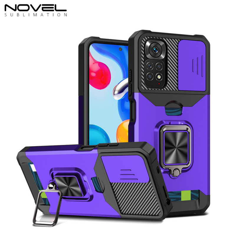 High Quality Colorful Sliding Window Phone Case Ring Holder Protective Phone Cover For Redmi Note 11 Global