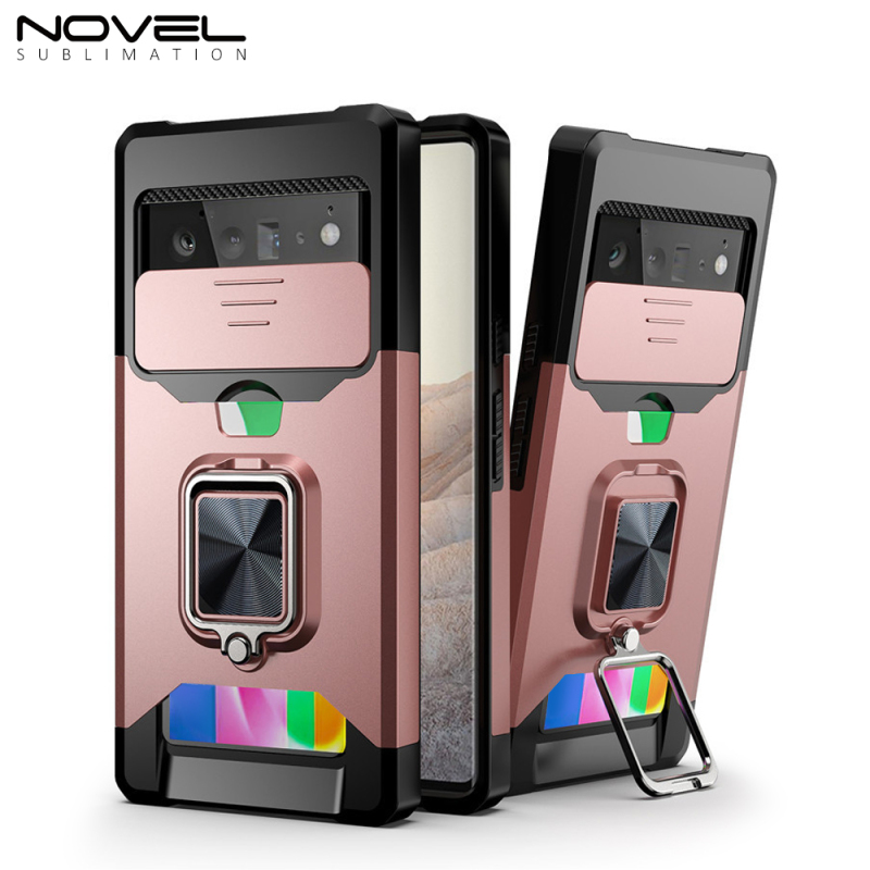 New Design Multifunctional Anti-drop Mobile Phone Case With Ring Holder Sliding Window Phone Shell For Google 6 Pro