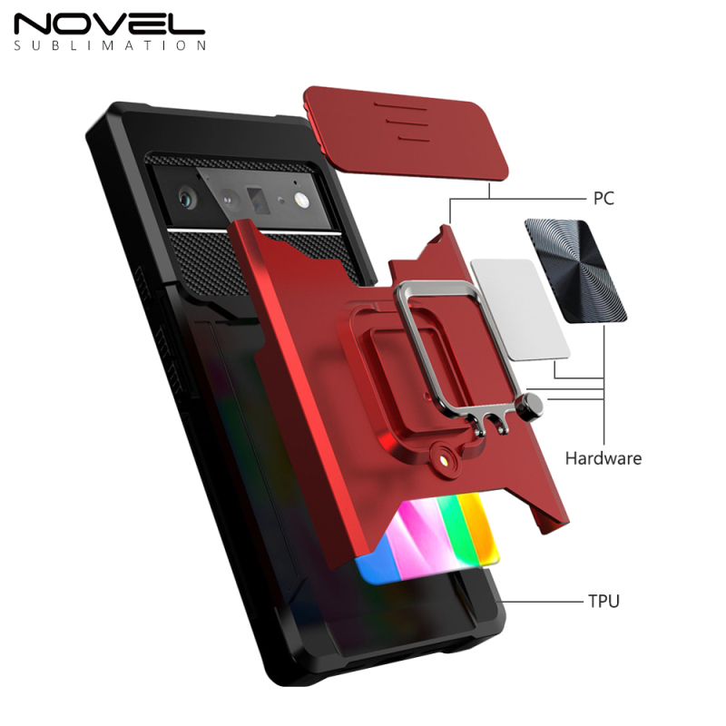 New Design Multifunctional Anti-drop Mobile Phone Case With Ring Holder Sliding Window Phone Shell For Google 6 Pro