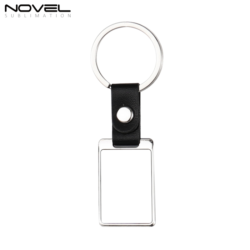 Popular Sublimation PU Leather Keychain DIY Keyring With Blank Metal Insert