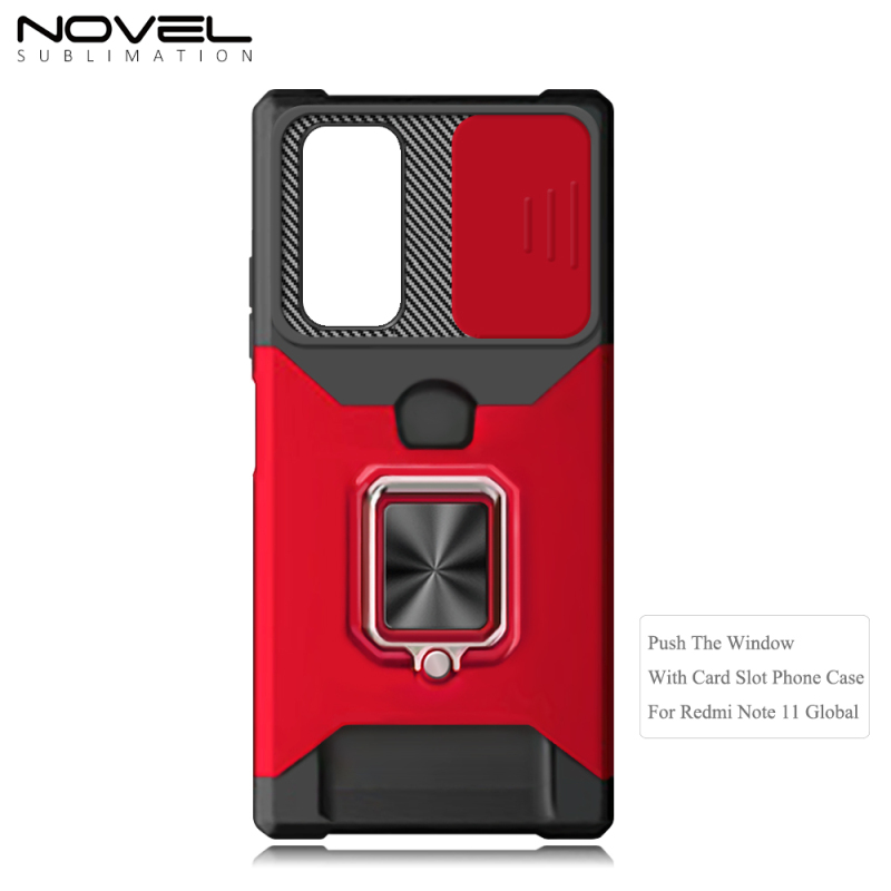 High Quality Colorful Sliding Window Phone Case Ring Holder Protective Phone Cover For Redmi Note 11 Global