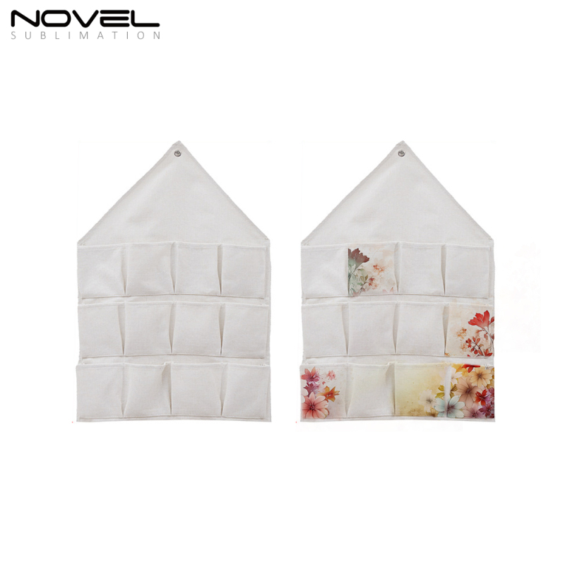 Blank Sublimation Cotton linen Material Wall Mounted Storage Bag With Different Size